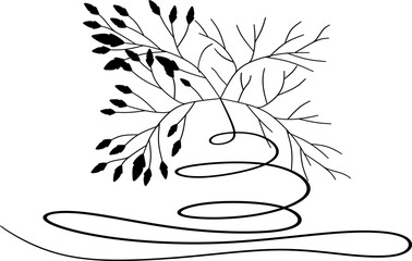 black and white plant