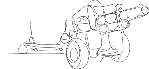 one line art. one continuous line art. a cannon