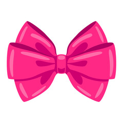 Pink satin bow illustration. Ribbon with knot for card decoration and design.