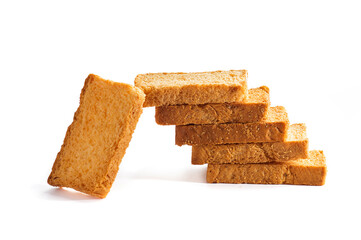 Rusk or toasts on a white background