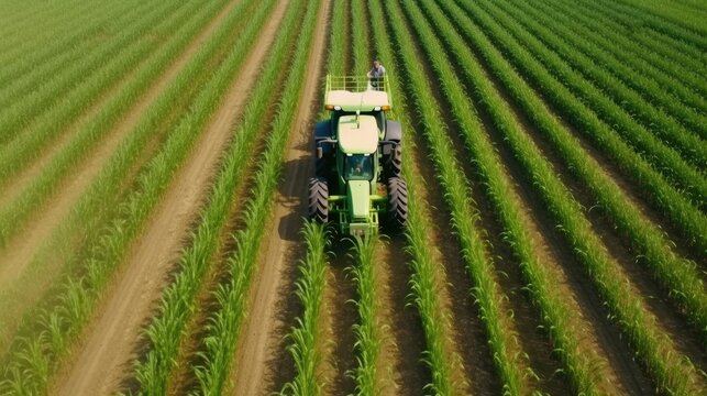 tractor spraying field, Generative AI