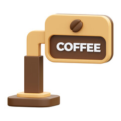 Coffee Signboard 3d render illustration icon