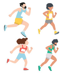 Runners men and women sports set