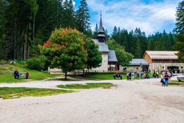 Dream Dolomites. Reflections on Lake Braies.
