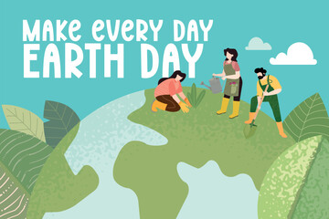Obraz na płótnie Canvas International Mother Earth Day. Ecology, environmental problems and environmental protection. Vector illustration for graphic and web design, business presentation, marketing and print material.