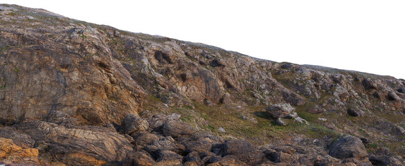 Large stones with roughness and different levels on a transparent background.
