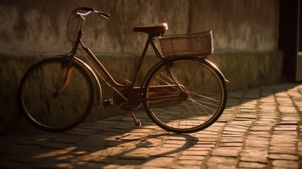 Fototapeta na wymiar bicycles in Europeans streets ai generated artwork