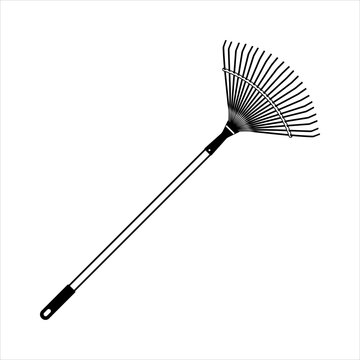 recommend clip art: Garden rake for leaves. Tool for horticulture, agriculture, farming. Ground cultivator. Black icon isolated on white background. Vector Illustration EPS 10