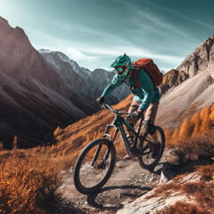 mountain bike in the mountains - by generative ai
