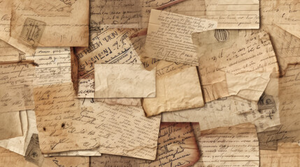 seamless many old letters paper background - by generative ai