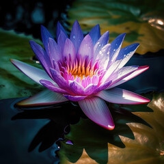 pink water lilly lotus spiritual - by generative ai - obrazy, fototapety, plakaty