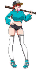 Anime Bat Girl on White