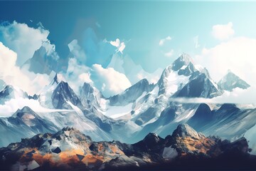 Panoramic View Of Mountains Against Sky, Generative AI