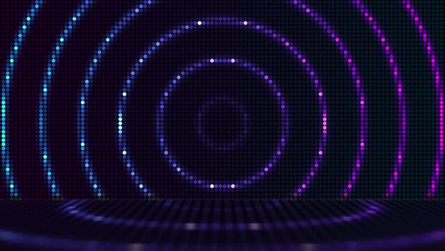 Colorful pattern on light backdrop. Blue neon LED background. Fashion abstract vj loop animation. Light board disco party concept