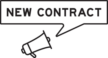 Megaphone icon with speech bubble in word new contract on white background
