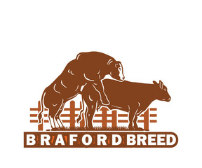 BRADFORD CATTLE LOGO silhouette of great cattle making love vector illustrations