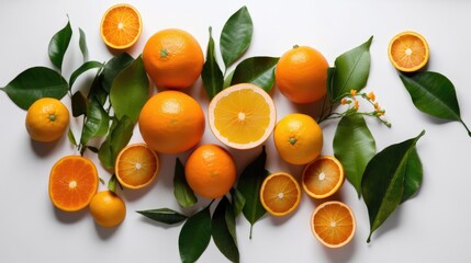 Oranges on white table