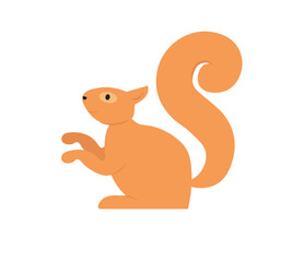 Concept Cute animals squirrel. A flat vector cartoon illustration depicts a cute squirrel. The concept showcases the beauty and charm of nature's animals. Vector illustration.