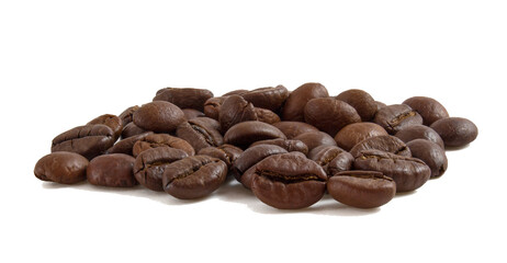 Coffee beans isolated on white background.