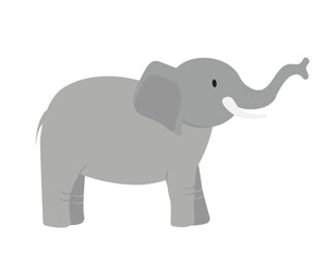 Concept Cute animals elephant. This is a cute flat vector illustration of a gray elephant. Vector illustration.