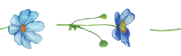 Watercolor frame - illustration with flowers elements, for wedding stationery, congratulations, wallpapers and more on white background.