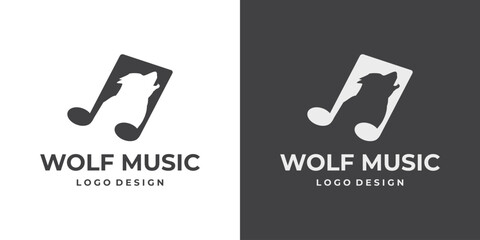 wolf music logo. vector illustration.