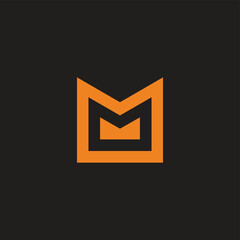 letter m golden crown simple logo vector