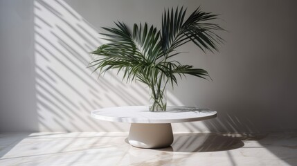 Minimal scene with marble and nature elements for presentation of product