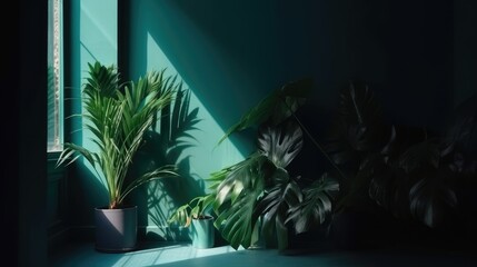 Room with tropical leafs 