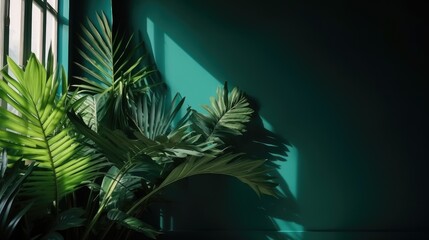 Room with tropical leafs 