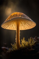 Fototapeta premium Armillaria gallica mushroom close up. Generative AI