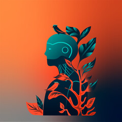Vector illustration of a robot. artificial intelligence Chat bot human helper.