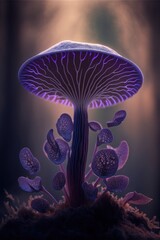 Laccaria amethystina mushroom close up. Generative AI