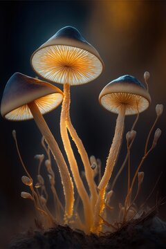 Inocybe geophylla mushroom close up. Generative AI