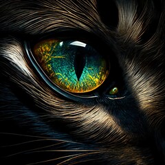 Experience the wild hunt with cat's keen eyes: adrenaline, excitement and wildlife adventure with Cat Eyes Speed ​​Hunt - obrazy, fototapety, plakaty