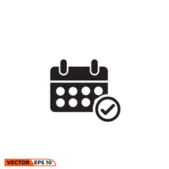 Icon solid vector graphic of calendar aproved