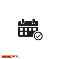 Icon solid vector graphic of calendar aproved