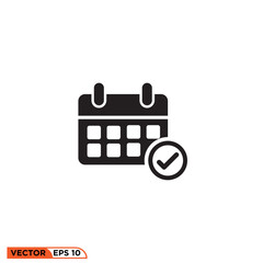 Icon solid vector graphic of calendar aproved