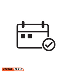 Icon line style vector graphic of calendar 