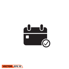 Icon solid vector graphic of calendar aproved