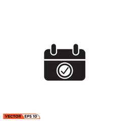 Icon solid vector graphic of calendar aproved