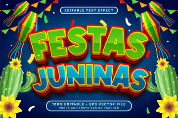A colorful advertisement for festas juninas 3d text effect