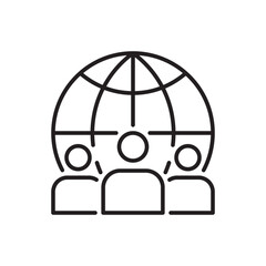 International group line icon on white. Editable stroke