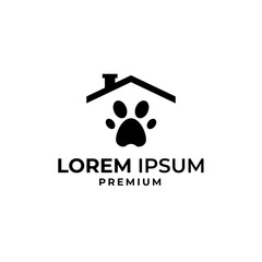 Vector dog paw print house logo design concept illustration idea