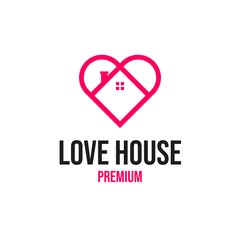 Vector love house icon logo design concept illustration idea