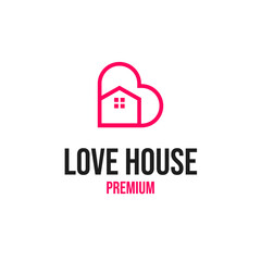 Vector love house icon logo design concept illustration idea