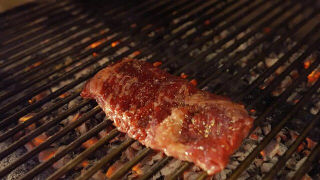 T bone Steak on Charcoal Grill