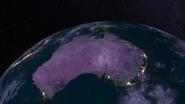 The Earth. Close up Nightly Australian continent , NewHolland with galaxy stars. Elements of this image furnished by NASA.