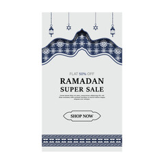 Ramadan kareem eid sale banner template design in islamic arabic background