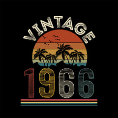 1966 vintage retro t shirt design, vector